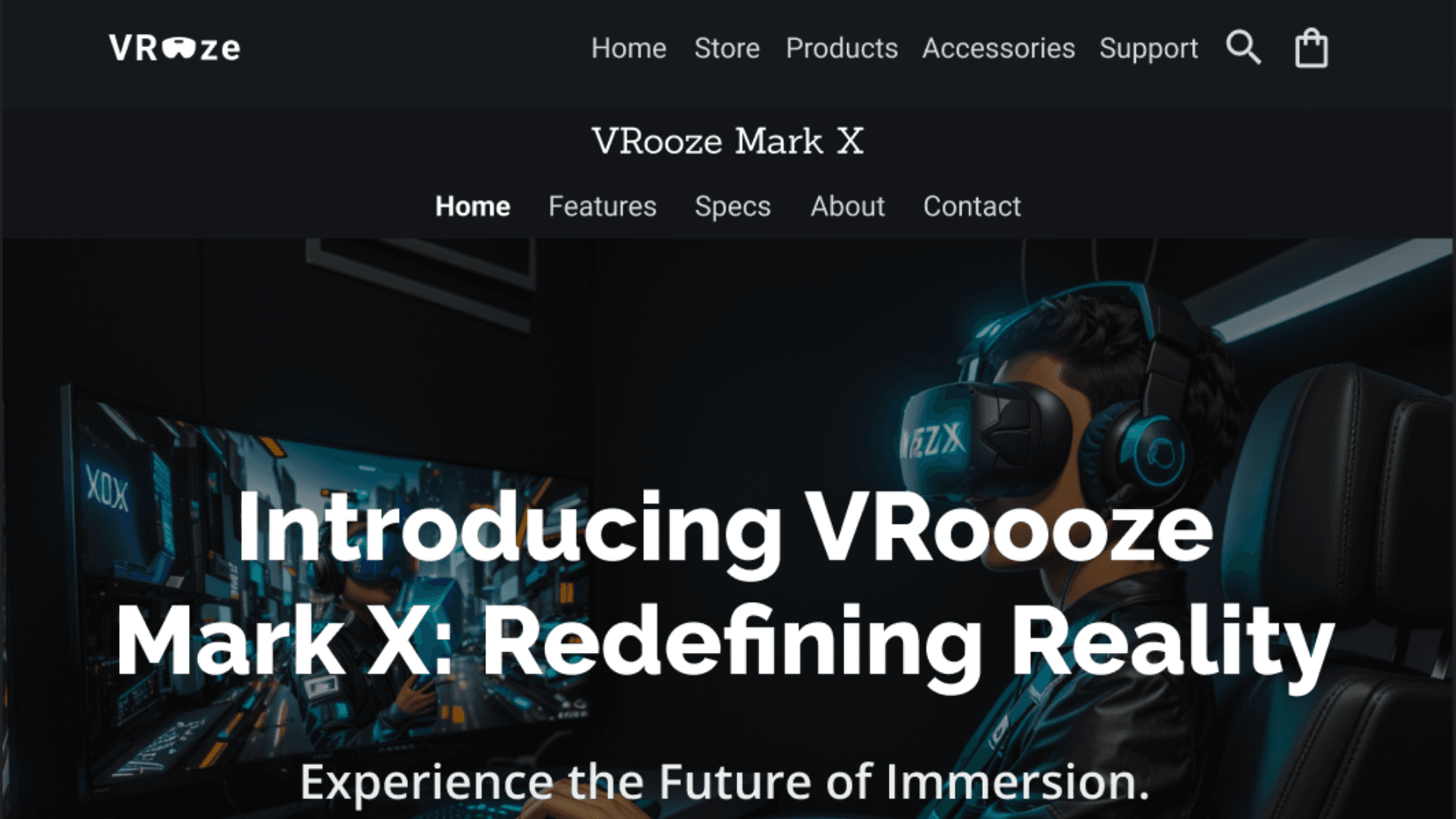 VRooze Mark X Landing Page Design